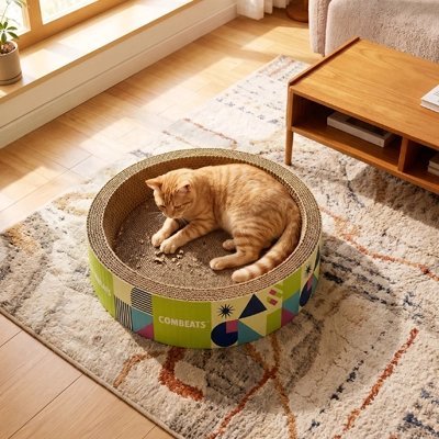 Griffoir Chat Carton | Rond & Lit Design - Mondechat