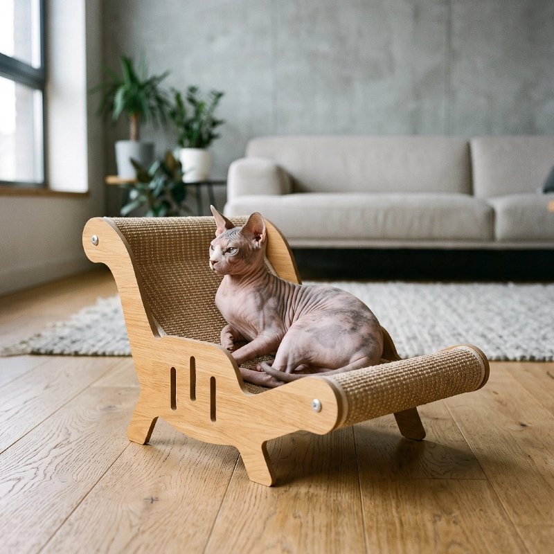 Griffoir Chat | Chaise Longue Sisal Bois Naturel - Mondechat