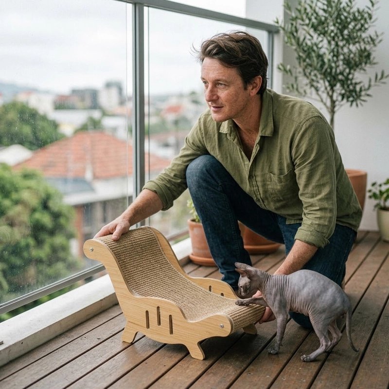 Griffoir Chat | Chaise Longue Sisal Bois Naturel - Mondechat