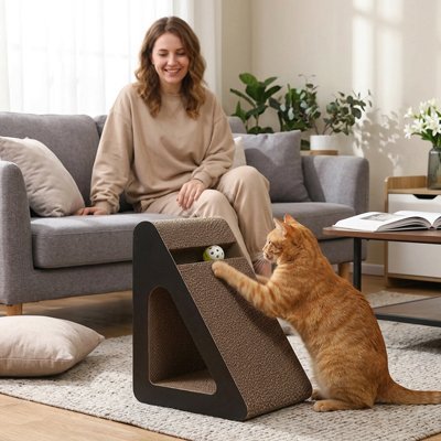 Griffoir Chat | Design Triangulaire & Compartiment Secret - Mondechat
