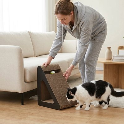 Griffoir Chat | Design Triangulaire & Compartiment Secret - Mondechat