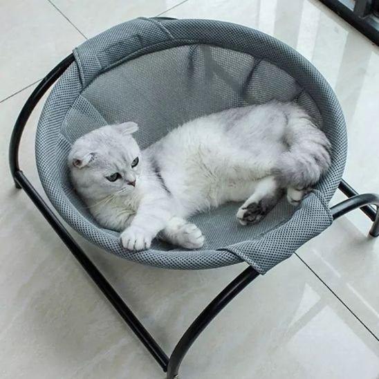 Hamac chat blanc suspendu | Coin sieste confortable - Mondechat