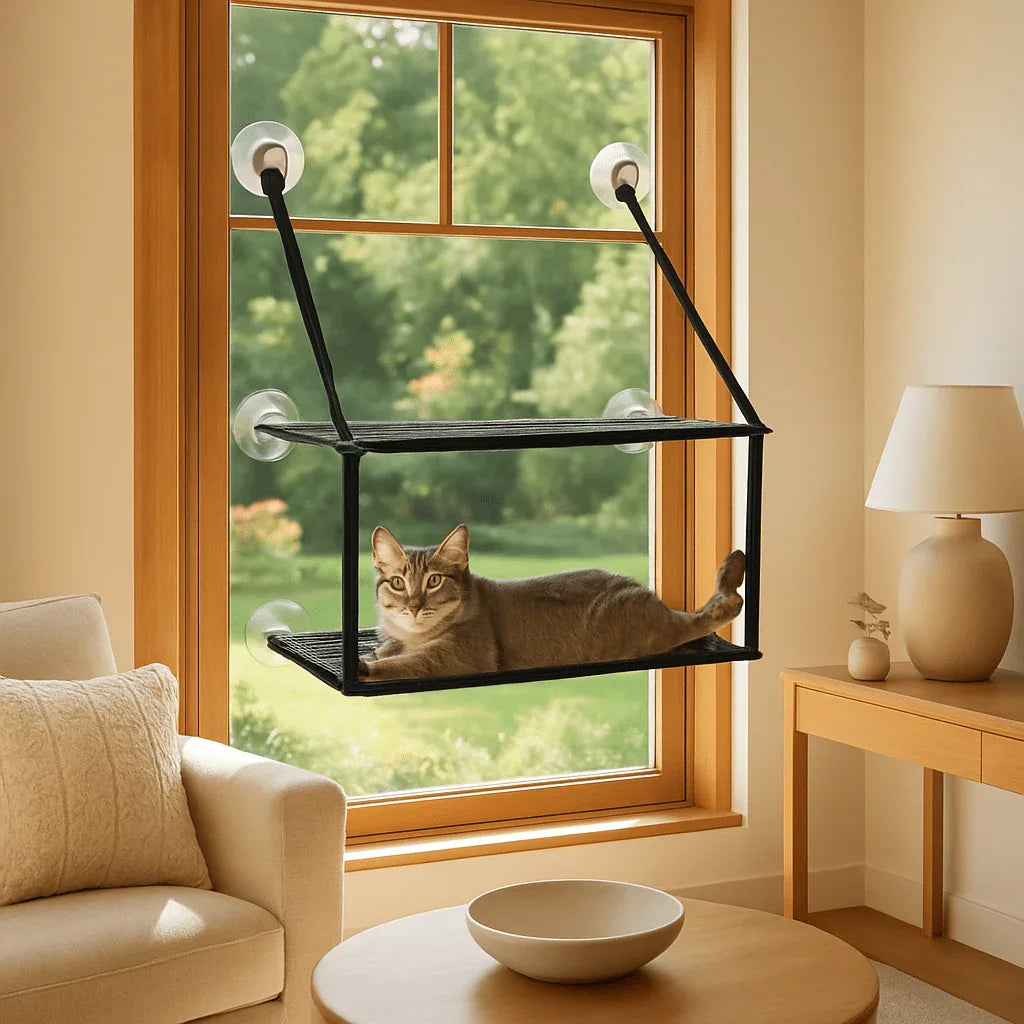 Hamac chat fenêtre SunSpot : le confort ensoleillé pour votre félin - Mondechat