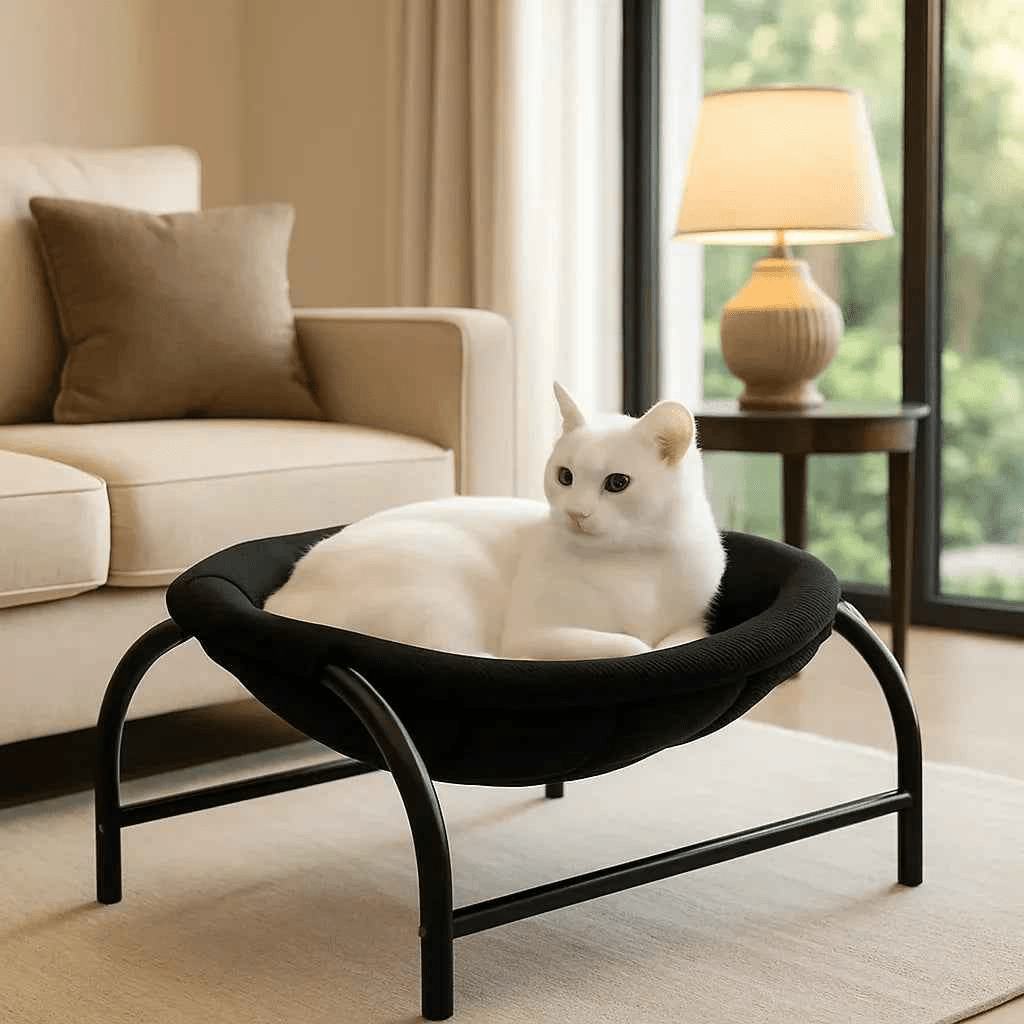 Hamac chat suspendu blanc pour un coin sieste confortable