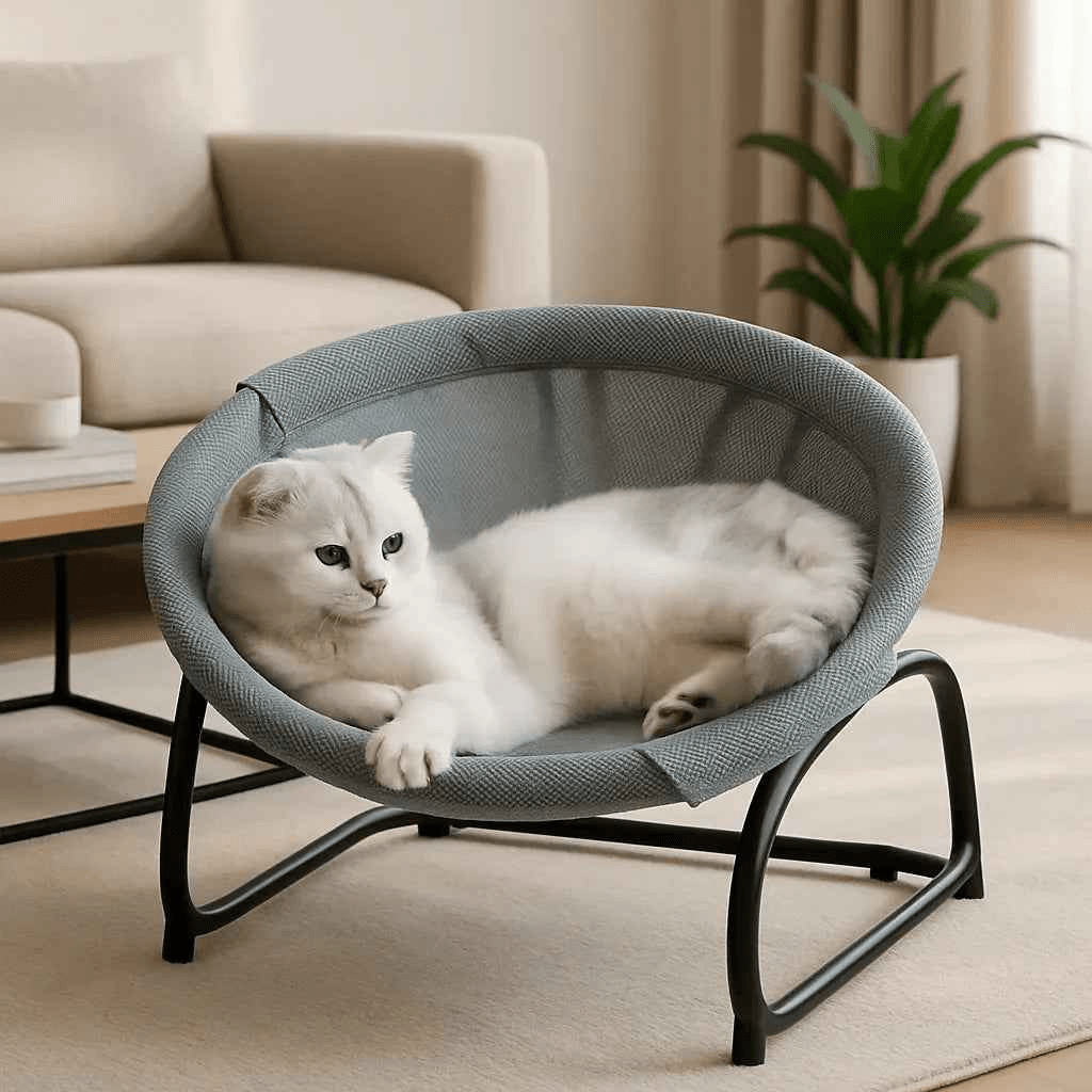 Hamac chat suspendu blanc pour un coin sieste confortable
