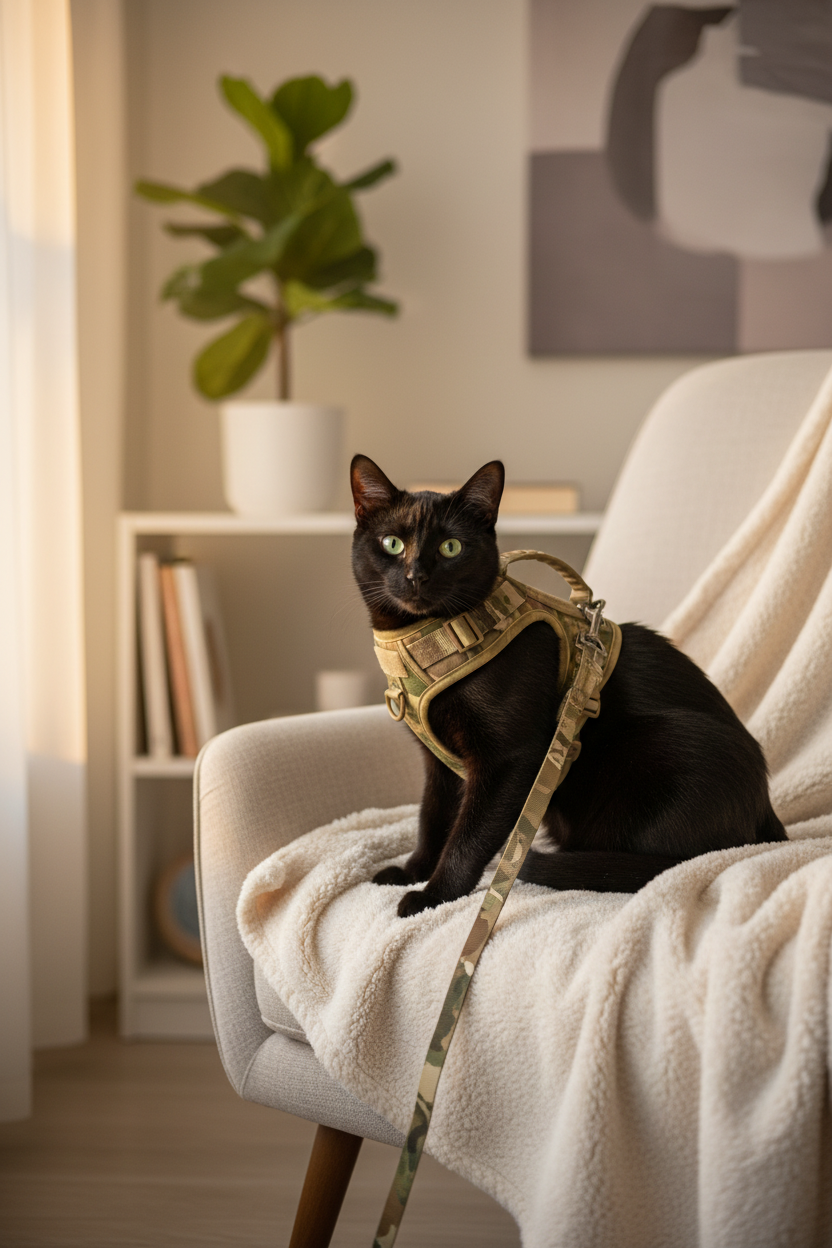Harnais + Laisse Chat Tactique | Ergonomique Premium - Mondechat