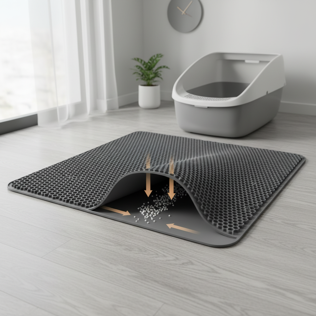 Tapis de Litière Anti-Traces Premium - Capture Efficace des Granules