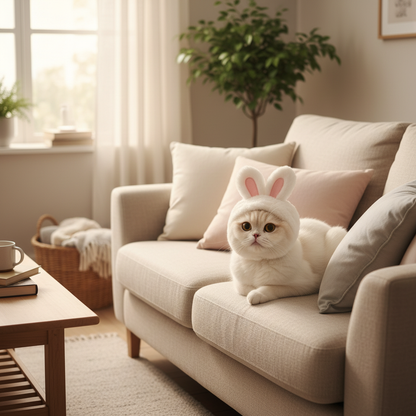 Chapeau Chat Oreilles de Lapin - Costume Adorable pour Photos