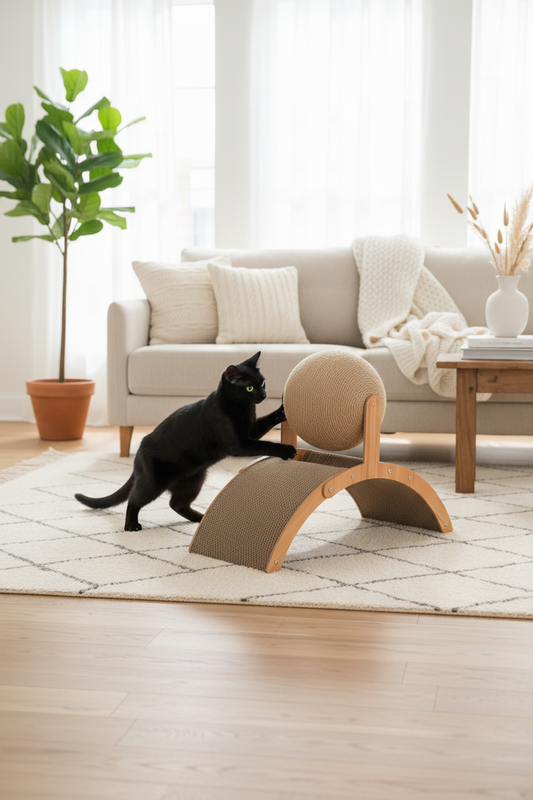 Balle Grattoir 2-en-1 Chat - Bois Naturel & Sisal