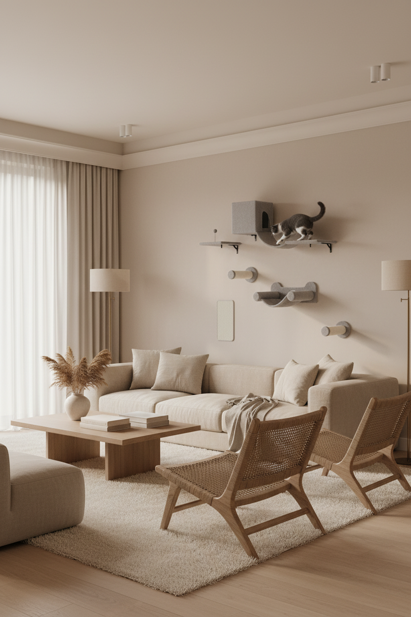 Set Mural 6 Pièces pour Chat | Plateforme + Hamac + Échelles + Griffoir