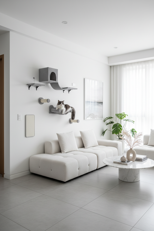 Set Mural 6 Pièces pour Chat | Plateforme + Hamac + Échelles + Griffoir