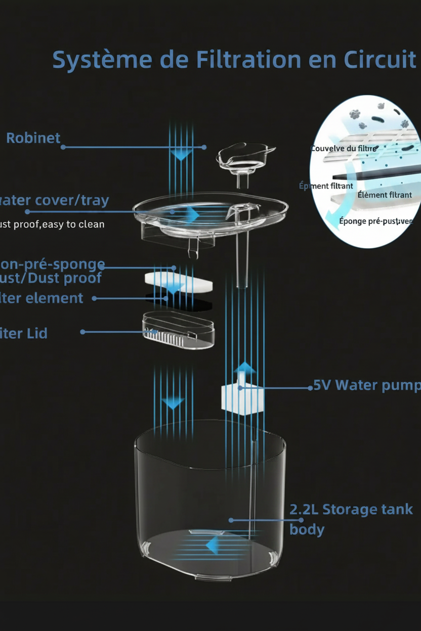 Fontaine à eau pour chat Silencia Fresh - Bien-être et Hydratation + 4 Filtres Inclus