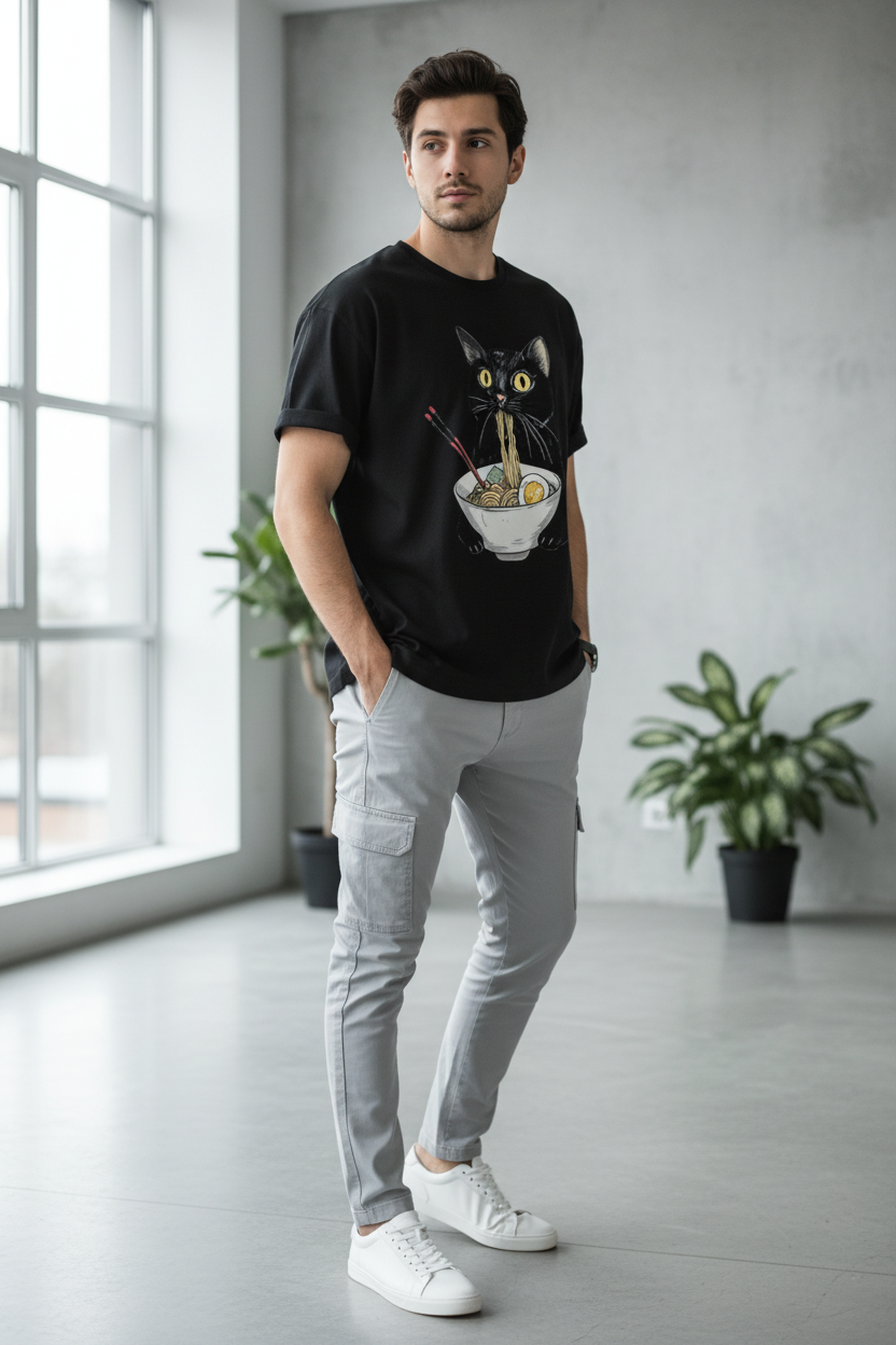 T-Shirt Chat Ramen | Amoureux des Félins - Mondechat
