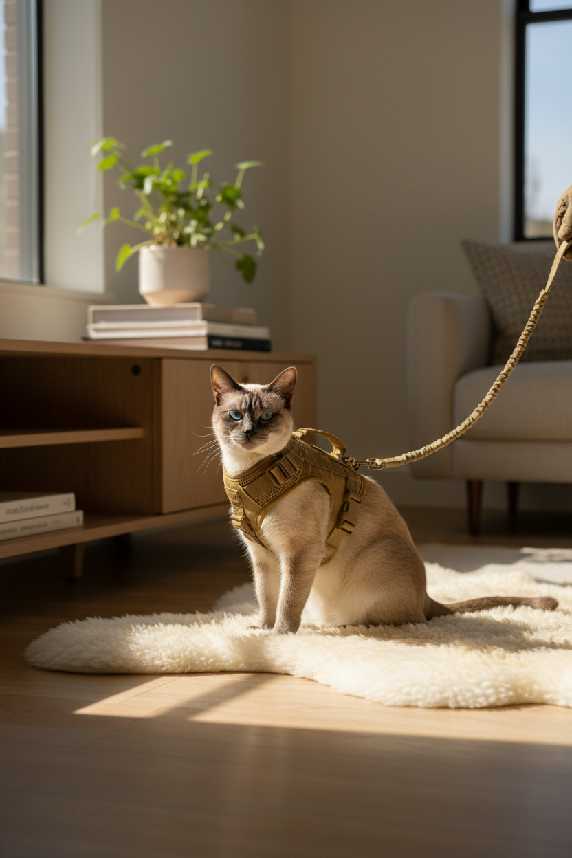 Harnais + Laisse Chat Tactique | Ergonomique Premium - Mondechat