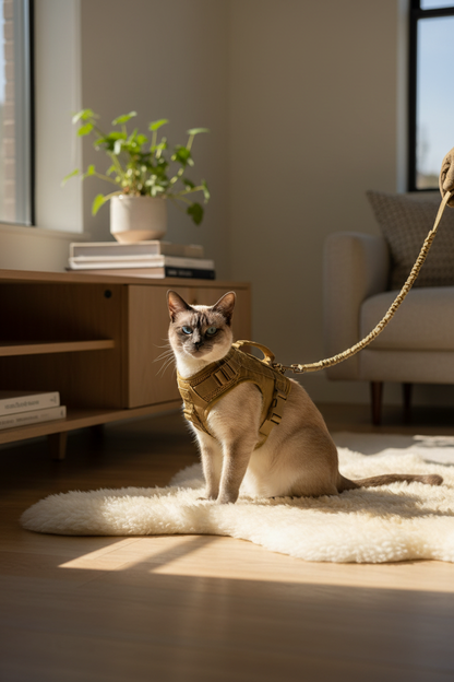 Harnais + Laisse Chat Tactique | Ergonomique Premium - Mondechat
