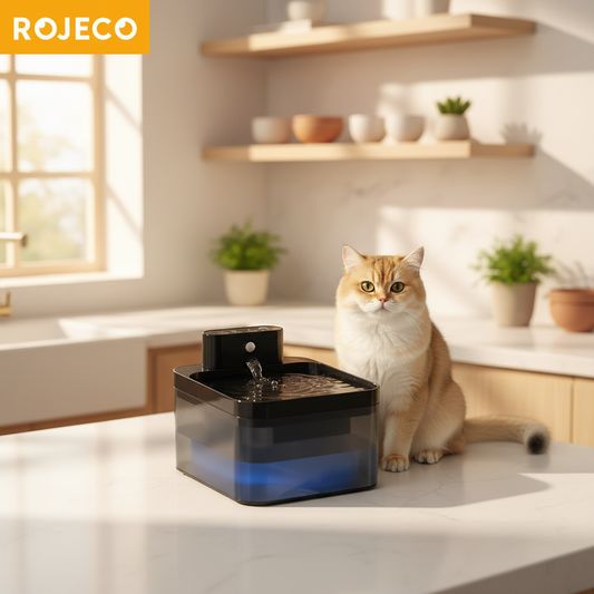 Fontaine à Eau Chat Sans Fil ROJECO | Capteur Intelligent 2.2L Rechargeable