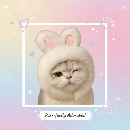 Chapeau Chat Oreilles de Lapin - Costume Adorable pour Photos