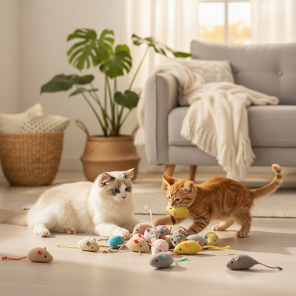 Souris Peluche Herbe à Chat | Lot de 6 Jouets Colorés Irrésistibles