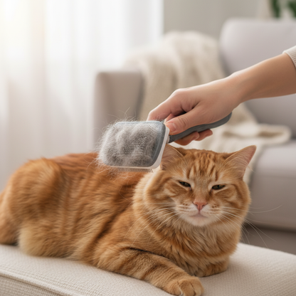 Brosse Anti-Mue Autonettoyante Chat | PurrGroom - Élimine 95% des poils morts