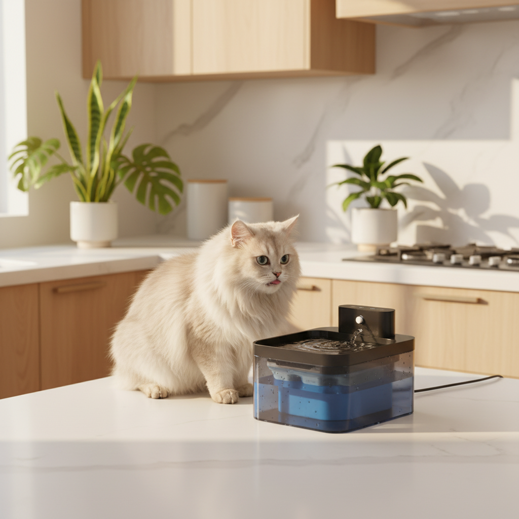 Fontaine à Eau Chat Sans Fil ROJECO | Capteur Intelligent 2.2L Rechargeable