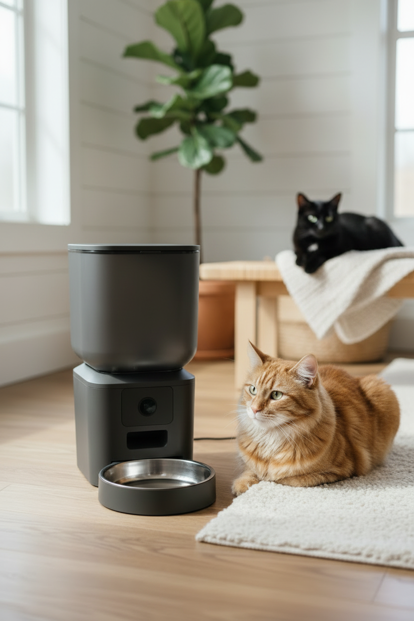 Distributeur Automatique Chat avec Caméra 1080P | WiFi Intelligent & Audio Bidirectionnel