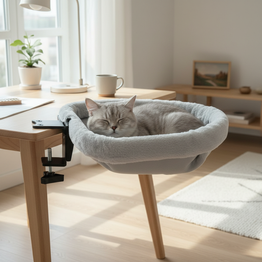 Lit de Bureau pour Chat | DeskNap — Pliable en 1 Clic & Ultra-Confortable - Mondechat