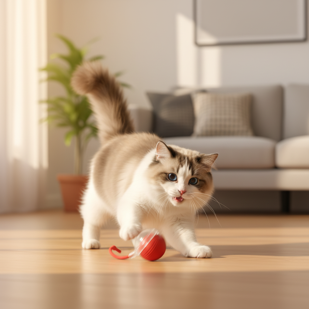 Balle Interactive Intelligente Chat - Roulement Automatique avec Queue - Rechargeable USB