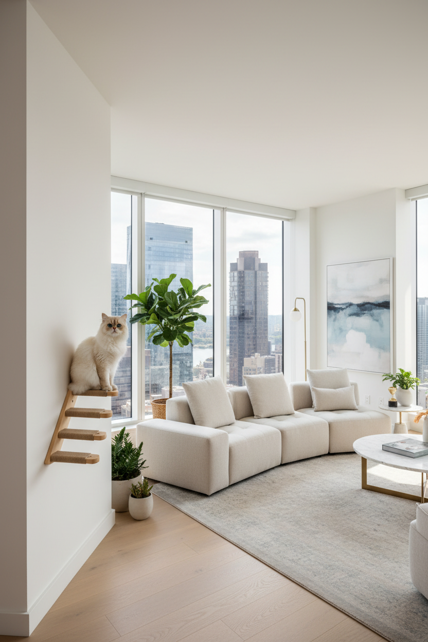 Marche Murale pour Chat | Bois Naturel + Sisal | Escalier Modulaire