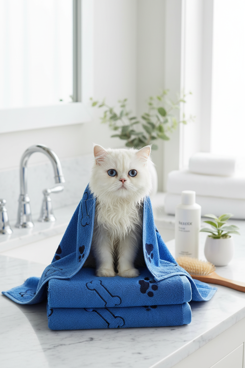 Serviette Chat Microfibre | Séchage Rapide & Ultra-Absorbante