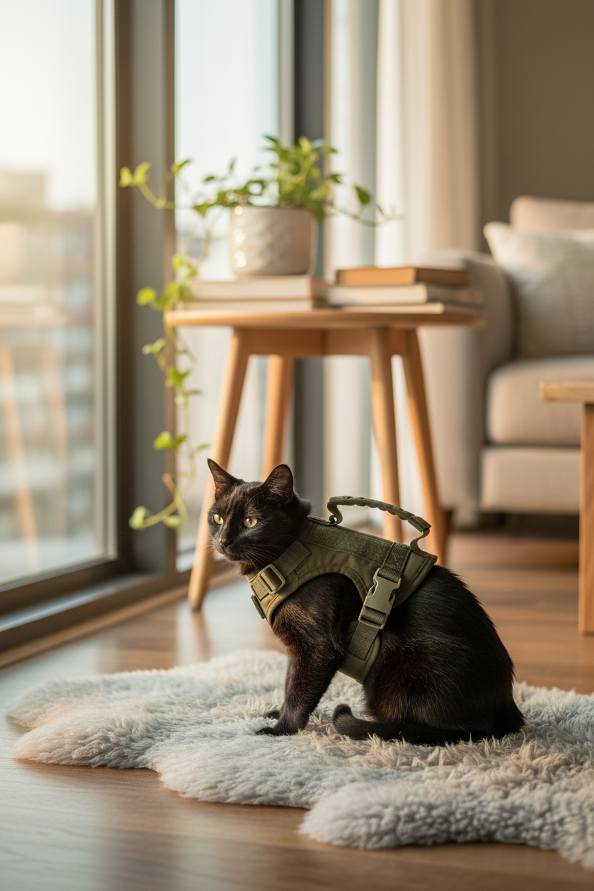 Harnais + Laisse Chat Tactique | Ergonomique Premium - Mondechat