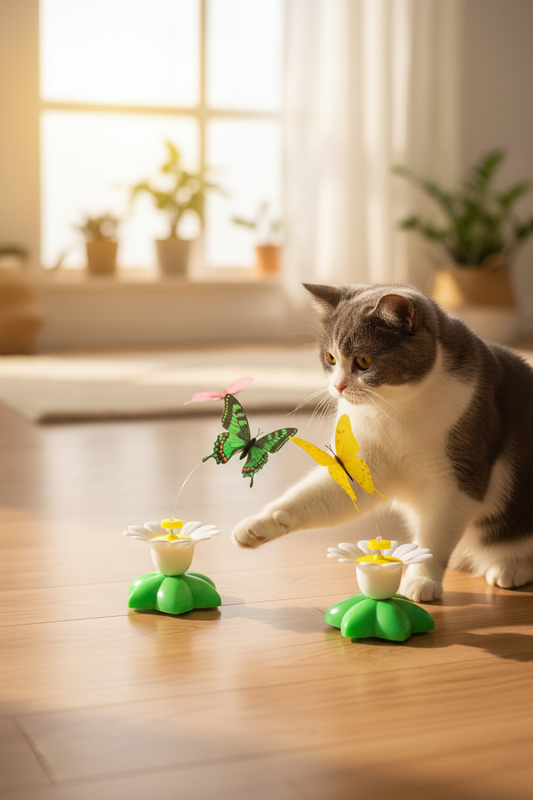 Jouet Papillon Rotatif Électrique Chat | Volant Automatique Interactif