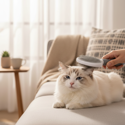 Brosse Autonettoyante Chat Premium | PetGroom - 10 000+ Vendus - Élimine 95% Poils