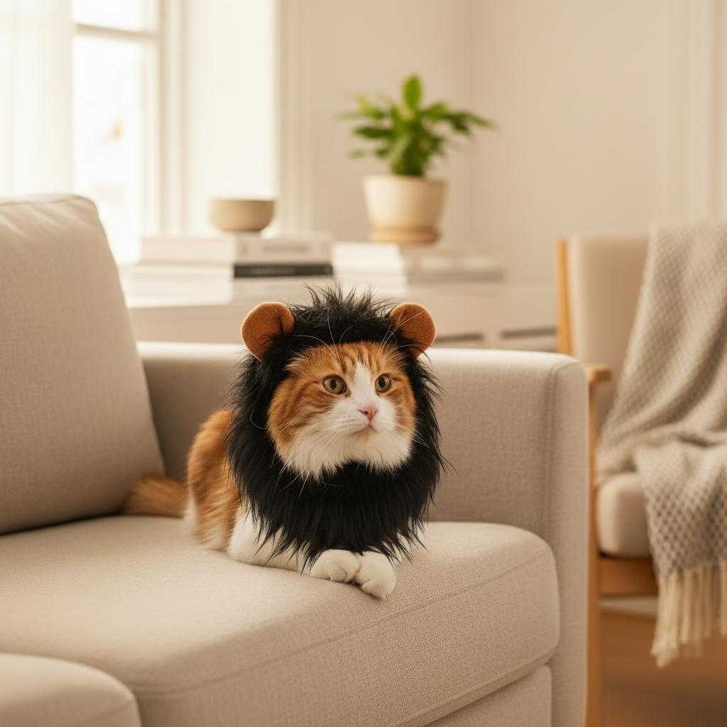 Crinière de Lion pour Chat | Déguisement Marron