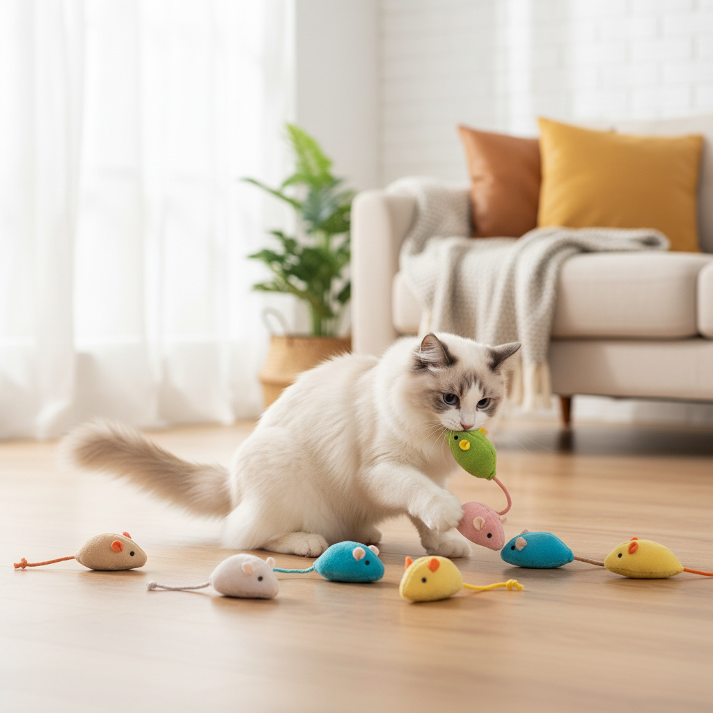 Souris Peluche Herbe à Chat | Lot de 6 Jouets Colorés Irrésistibles