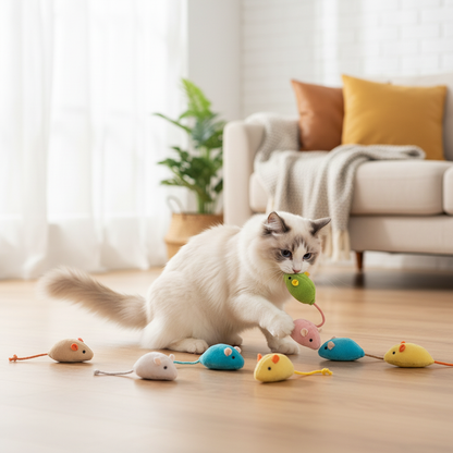 Souris Peluche Herbe à Chat | Lot de 6 Jouets Colorés Irrésistibles