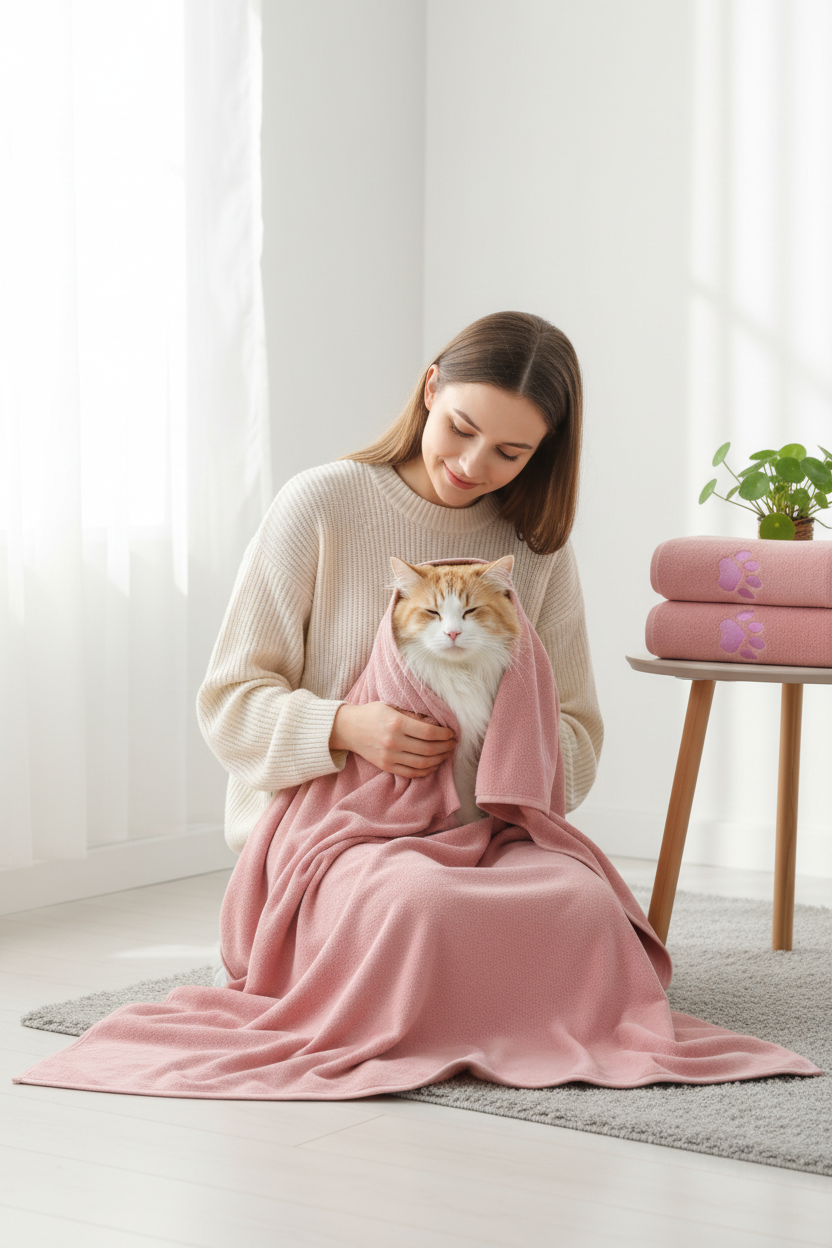 Serviette Microfibre Chat & Chien | SoftDry - Séchage Rapide & Ultra-Absorbante