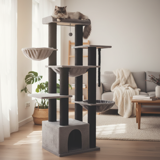 MegaTower | Arbre à Chat Géant Premium 169cm Noir - Mondechat