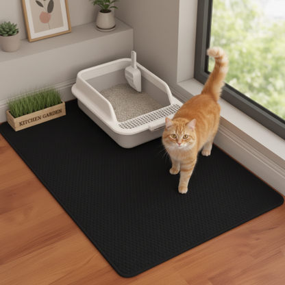 Tapis de Litière Chat Premium | Anti-Dérapant & Facile à Nettoyer