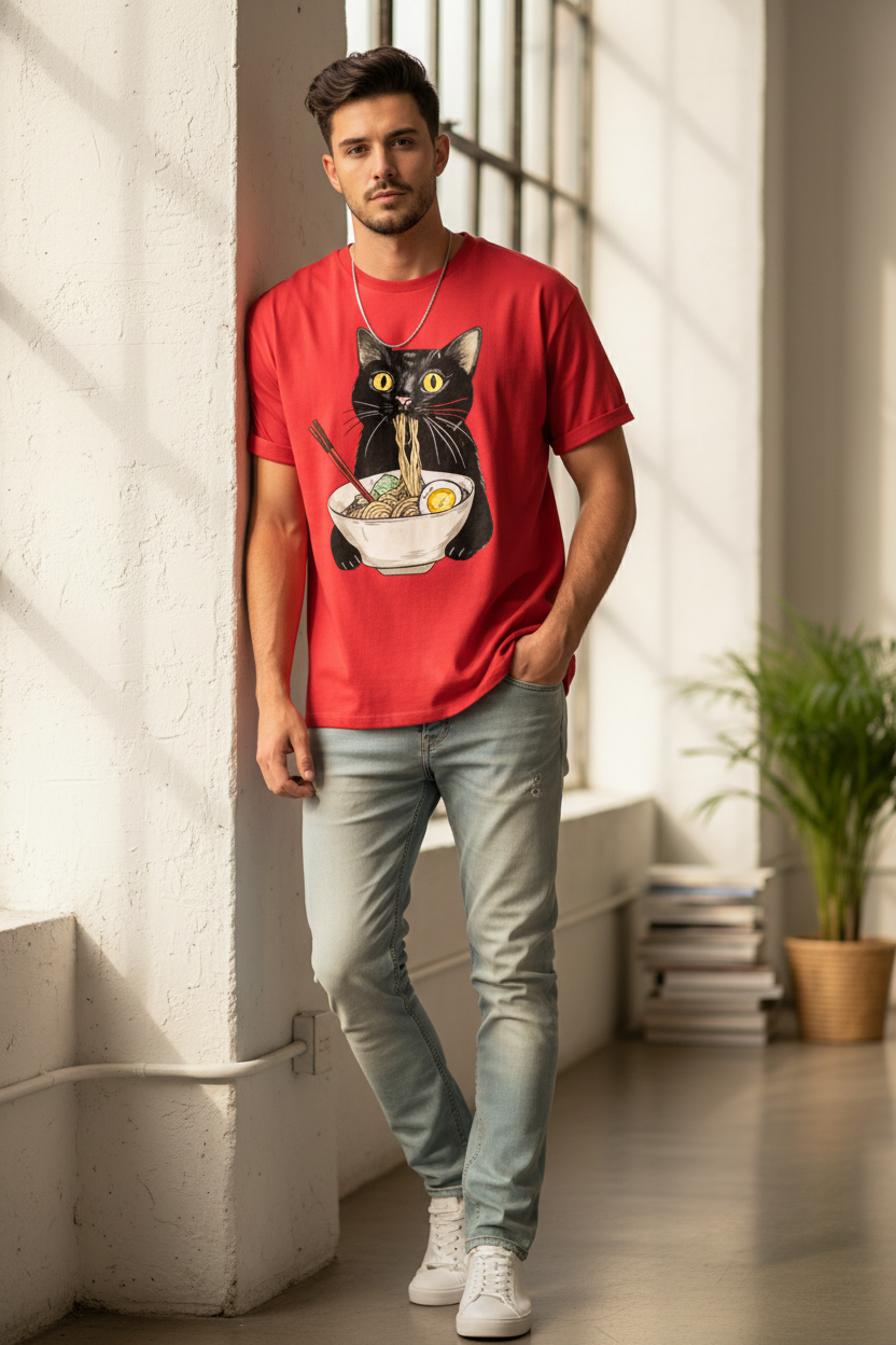 T-Shirt Chat Ramen | Amoureux des Félins - Mondechat