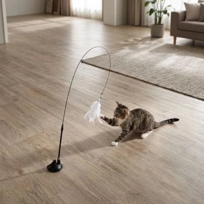 Jeu pour Chat | Canne à Plumes Ventouse Interactif - Mondechat
