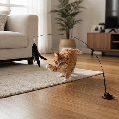 Jeu pour Chat | Canne à Plumes Ventouse Interactif - Mondechat