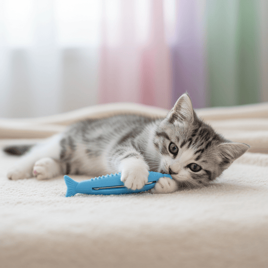 Jouet Brossage Dents Chat | DentiFish — Silicone & Herbe à Chat - Mondechat
