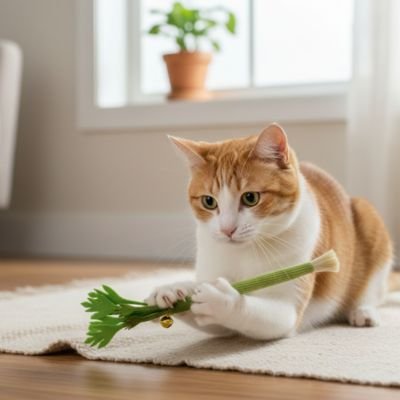 Jouet chat Céleri | Avec herbe à chat intégrée - Mondechat