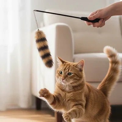 Jouet Chat Interactif | Canne à Pêche Télescopique avec Plumes - Mondechat