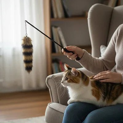 Jouet Chat Interactif | Canne à Pêche Télescopique avec Plumes - Mondechat