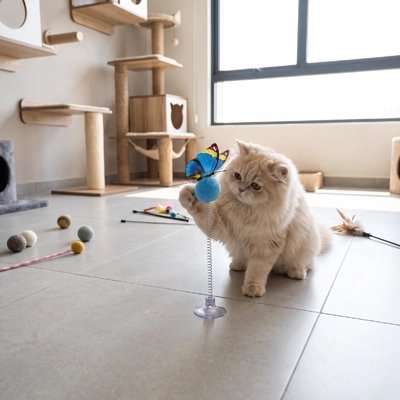 Jouet Chat | Papillon & Boule Ressort Ventouse - Mondechat