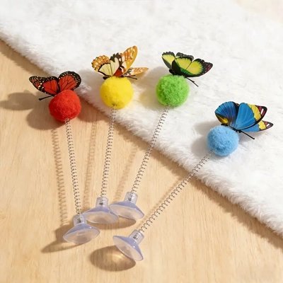 Jouet Chat | Papillon & Boule Ressort Ventouse - Mondechat