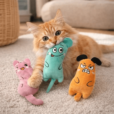 Jouet pour chat | Trois compagnons colorés — Peluches interactives - Mondechat
