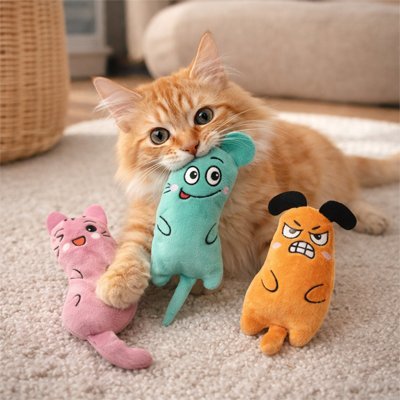 Jouet pour chat | Trois compagnons colorés — Peluches interactives - Mondechat