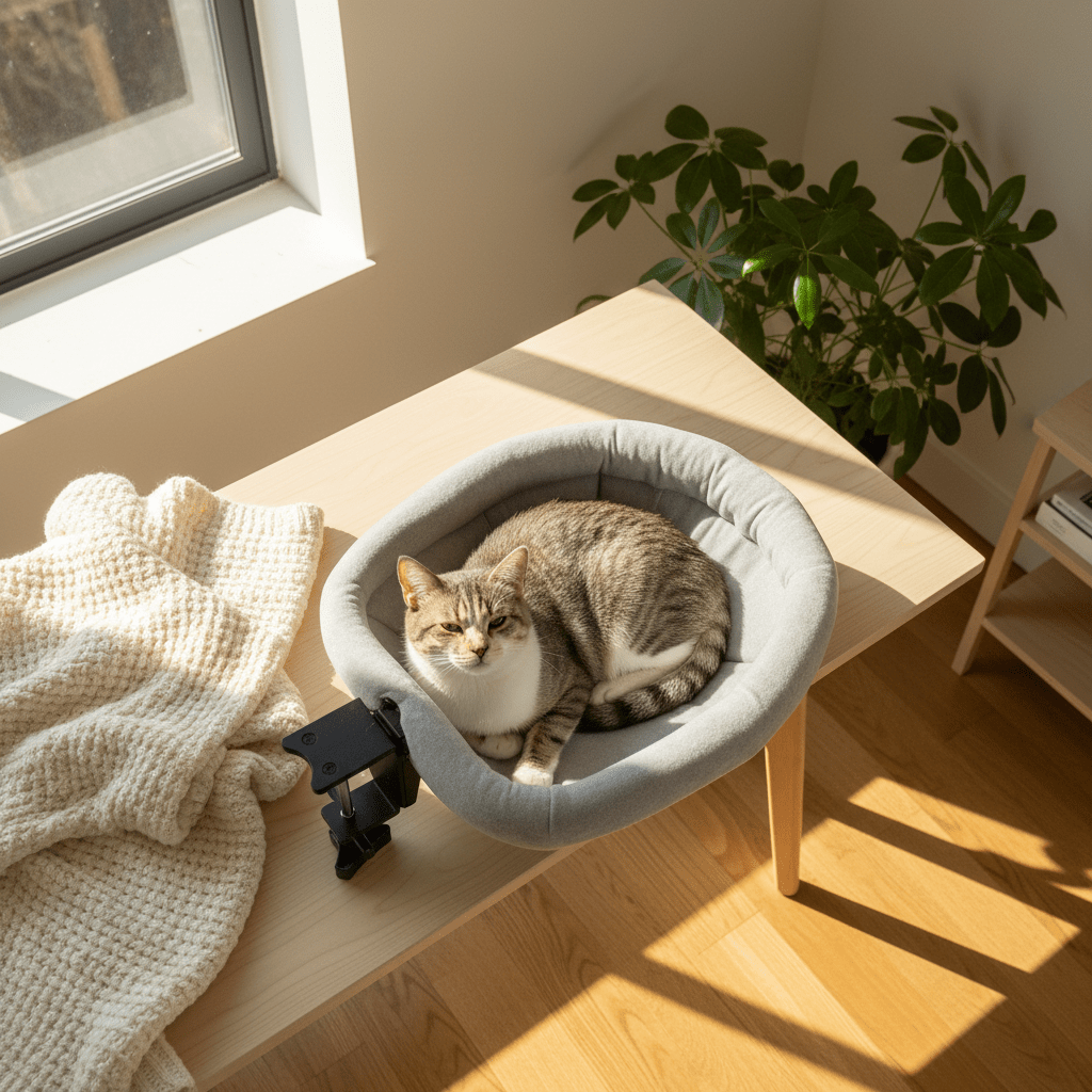 Lit de Bureau pour Chat | DeskNap — Pliable en 1 Clic & Ultra-Confortable - Mondechat - Mondechat